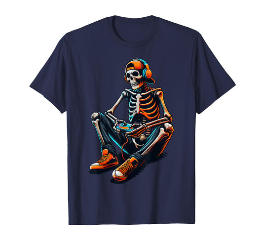 Halloween Skeleton Gamer Video Gaming T-Shirt