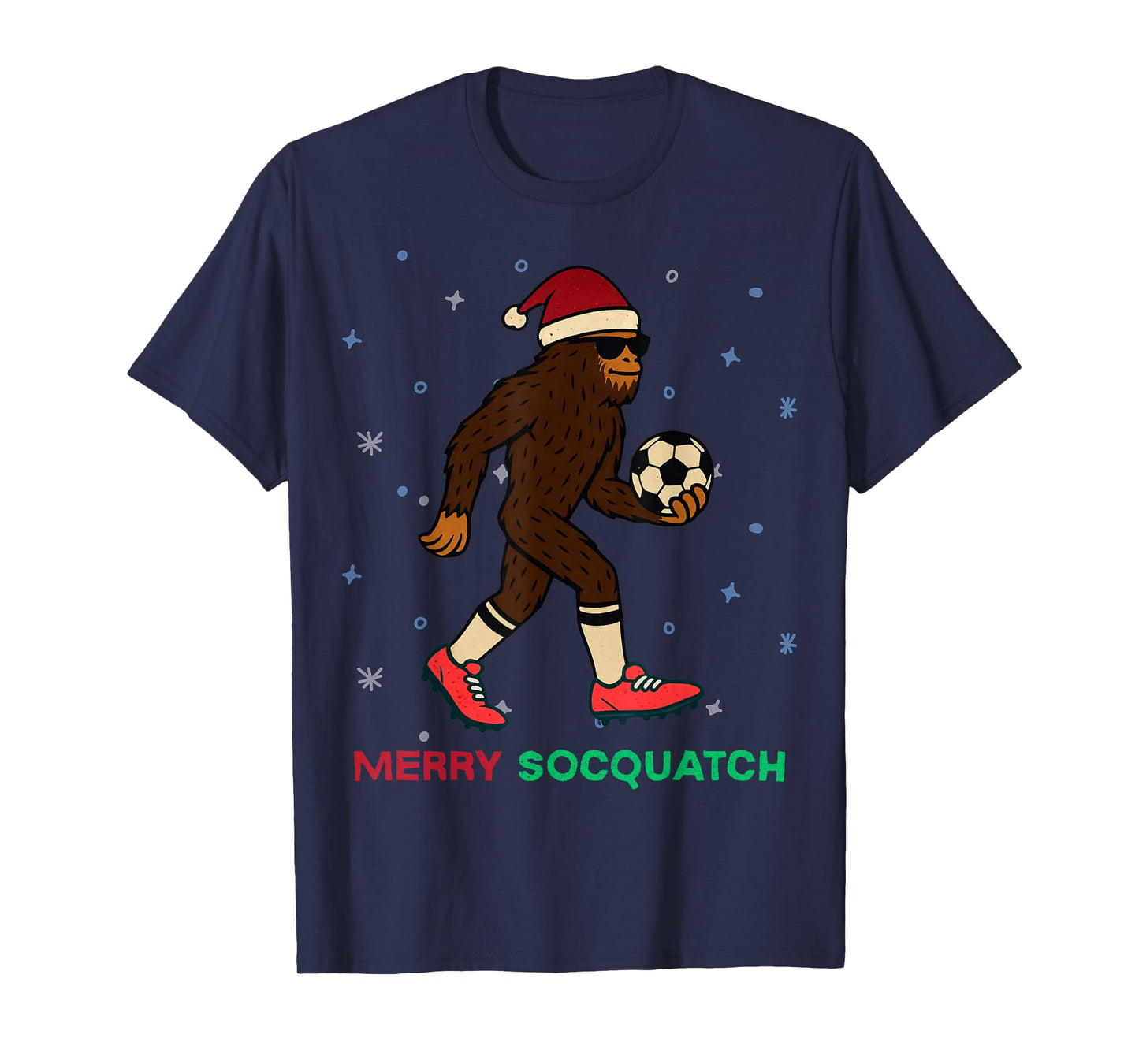 Sasquatch Playing Soccer Christmas Funny Xmas Holiday T-Shirt