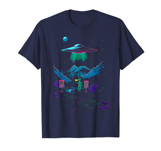 Funny Disc Golf Design For Men Women Disc Golf Alien Golfer T-Shirt