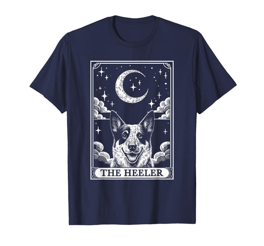 Tarot Card Vintage Crescent Moon Australian Cattle Dog Mom Men Women Kids T-Shirt