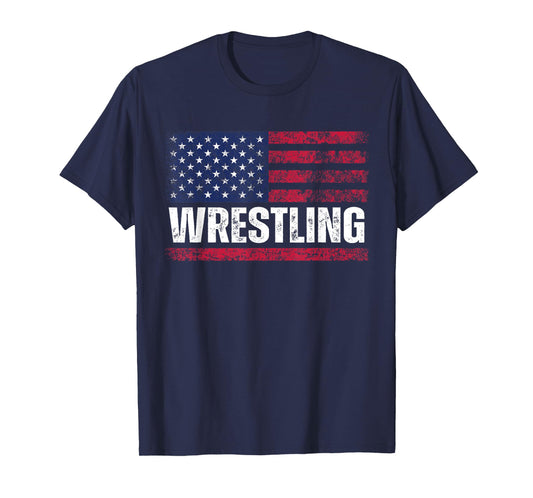 US Flag Wrestling American Flag Wrestling Wrestle Vintage T-Shirt