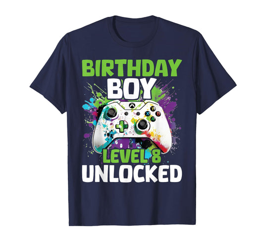 Level 8 Unlocked Video Game 8th Birthday Gamer Gift Boys T-Shirt