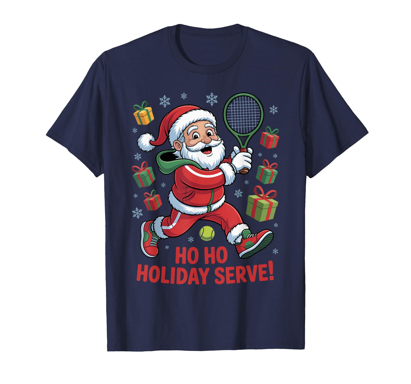 Santa Playing Tennis Funny Holiday Christmas Xmas Pajama T-Shirt