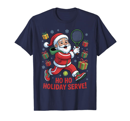 Santa Playing Tennis Funny Holiday Christmas Xmas Pajama T-Shirt