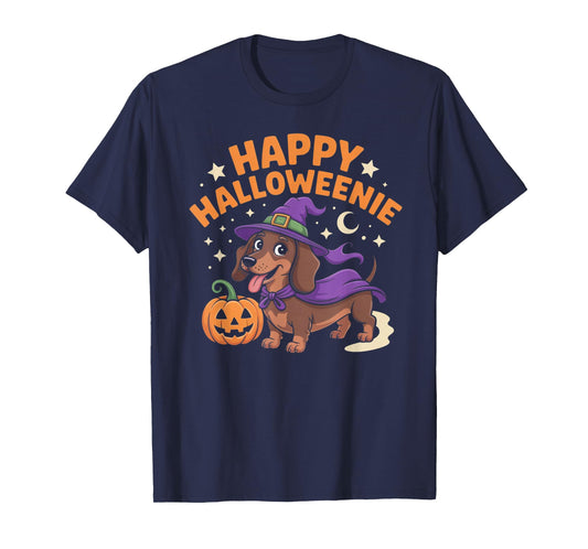 Dachshund Weiner Dog Witch Happy Halloweenie T-Shirt
