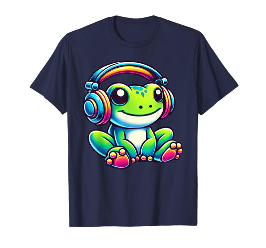 Cute Frog Wearing Headphones T-Shirt