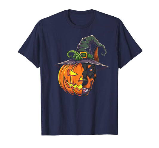 Doberman Pinscher Jack O Lantern Halloween Kids Mens Womens T-Shirt