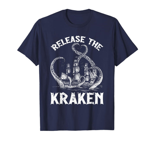 Funny Kraken Sea Monster Apparel Release The Kraken Octopus Sea Creature Unisex Adults & Kids T-Shirt Black Small