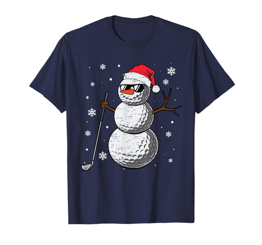Christmas Golf Snowman Hat Santa Xmas Golfer Mens Boy Kids T-Shirt