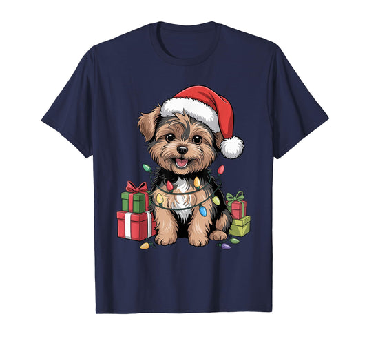 Cute Yorkipoo Christmas Xmas Design Funny Dog Lover Holiday T-Shirt