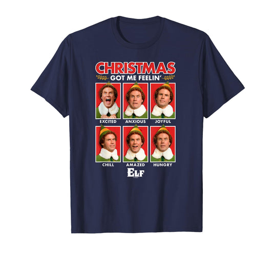 Elf Christmas Got Me Feelin' Buddy's Funny Emotions Chart T-Shirt