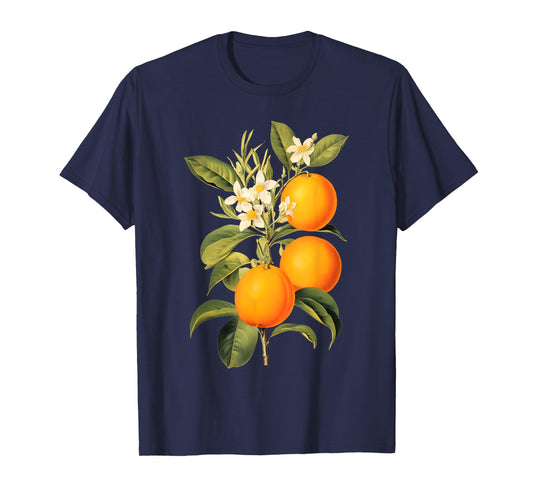 Vintage Fruit Orange Flower Botanical Cottagecore Fruit T-Shirt