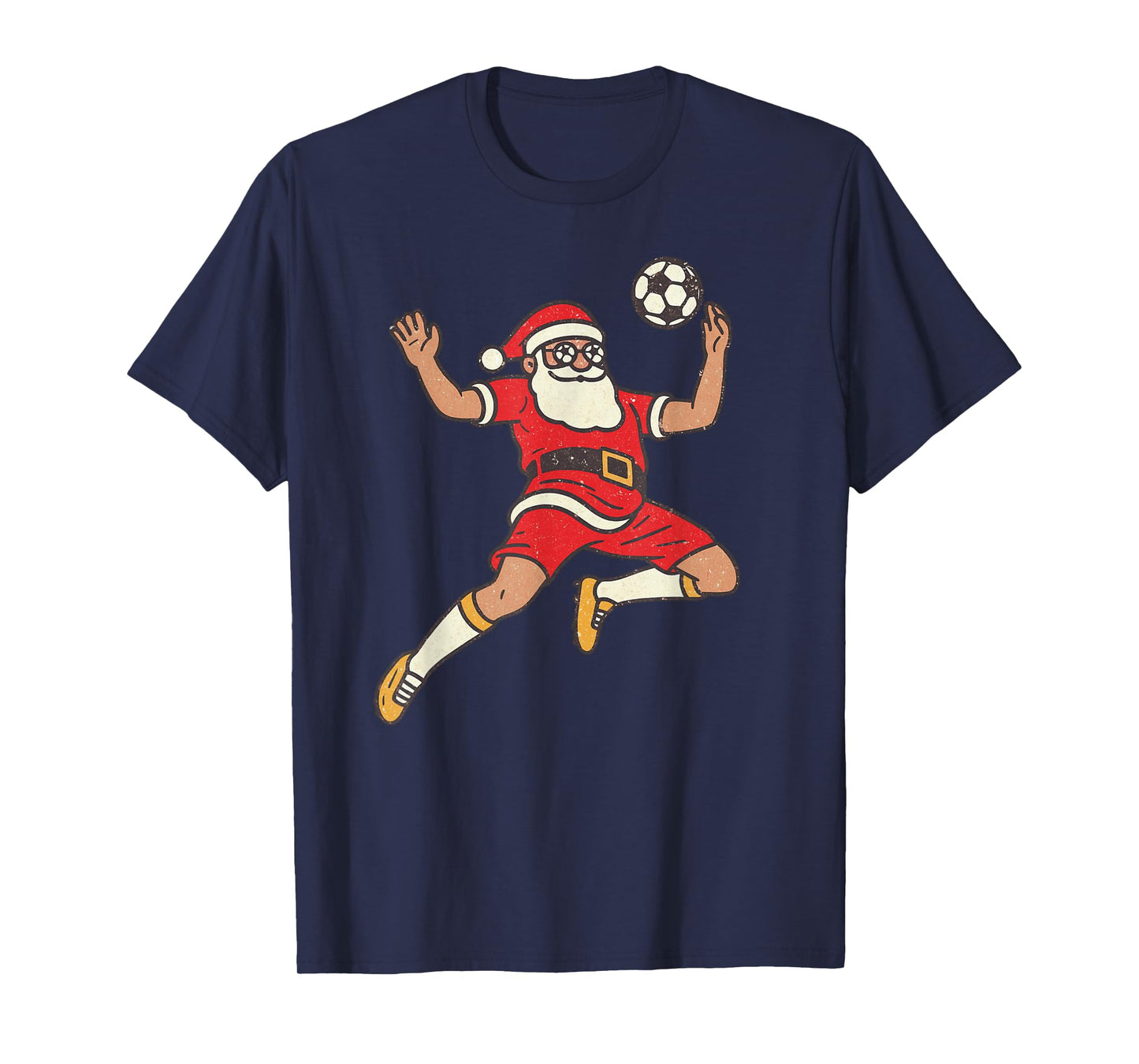 Santa Playing Soccer Christmas Vintage Funny Xmas Holiday T-Shirt