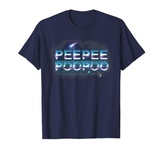 Peepeepoopoo Black Retro Humor T-Shirt, Unisex-Adults, Small
