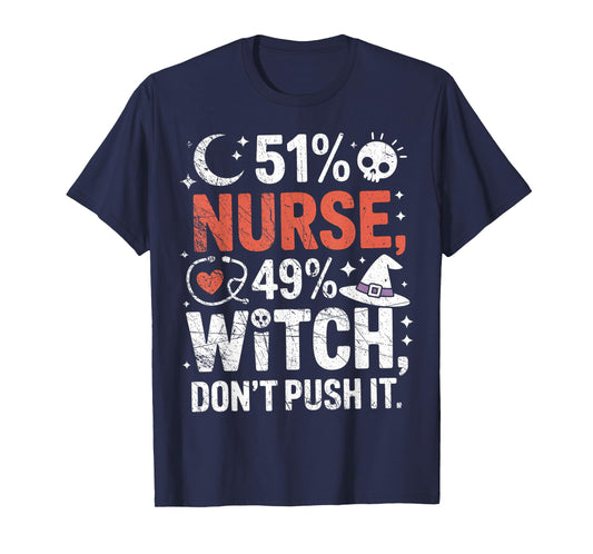 51% Nurse 49% Witch Funny Halloween Speelbind Nurses T-Shirt