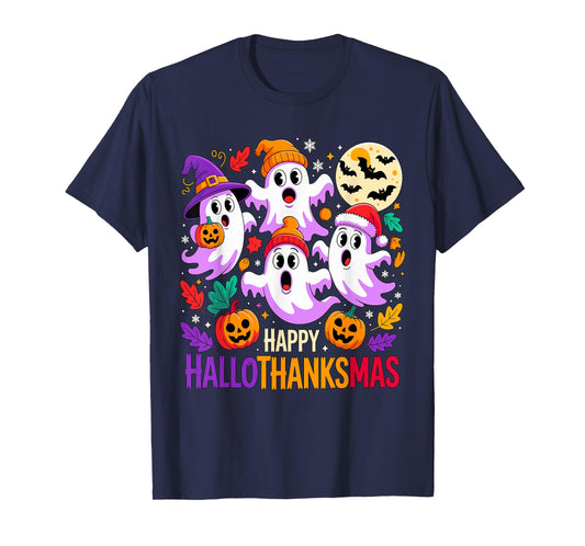 Happy Hallothanksmas Ghosts and Pumpkins T-Shirt