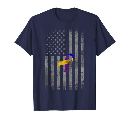 Vintage American Flag For Bladder Cancer Awareness T-Shirt