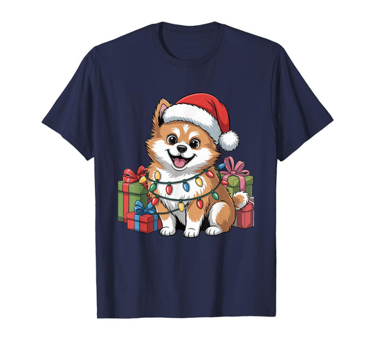 Cute Spitz Christmas Xmas Design Funny Dog Lover Holiday T-Shirt