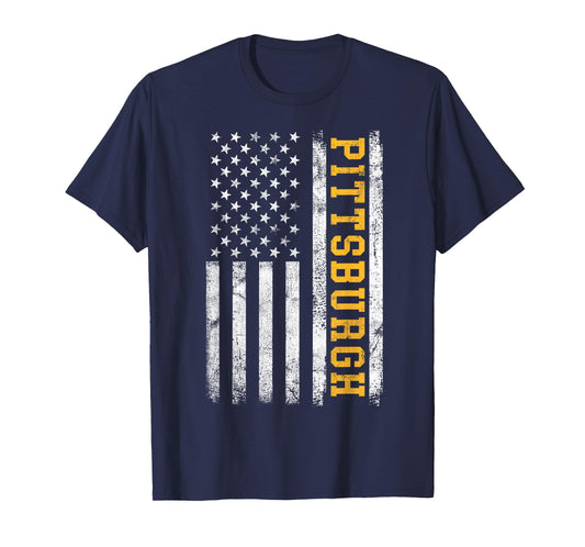 Pittsburgh Vintage Man Woman Kids US Flag Retro T-Shirt