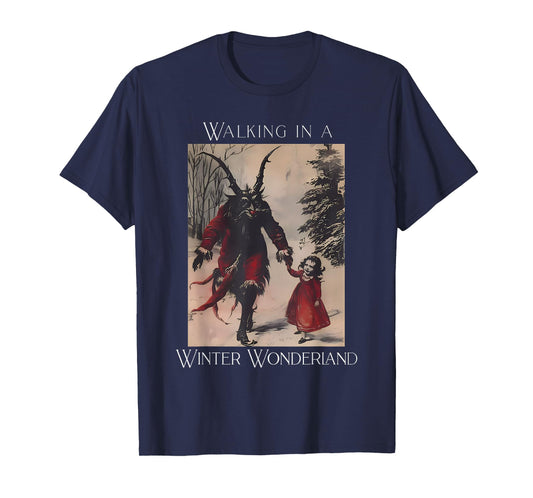 Retro Funny Walking in a Winter Wonderland Merry Christmas T-Shirt