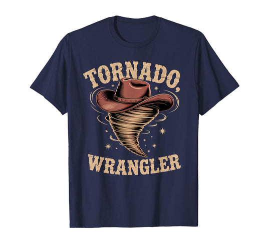 Tornado Wrangler Bold Western Cowboy Graphic Design Vintage T-Shirt