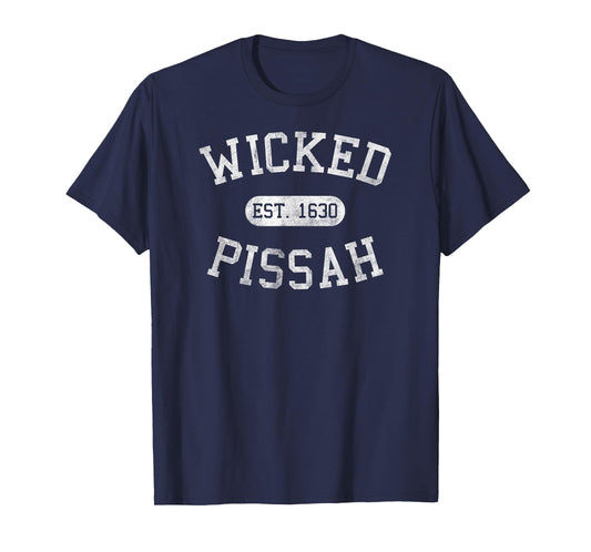 Distressed Vintage Wicked Pissah Boston MA Gag Bostonian T-Shirt