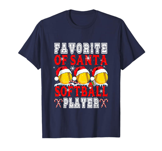 Favorite of Xmas Santa Funny Softball Player Matching Team T-Shirt