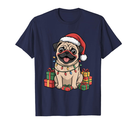Cute Pug Christmas Xmas Design Funny Dog Lover Holiday T-Shirt