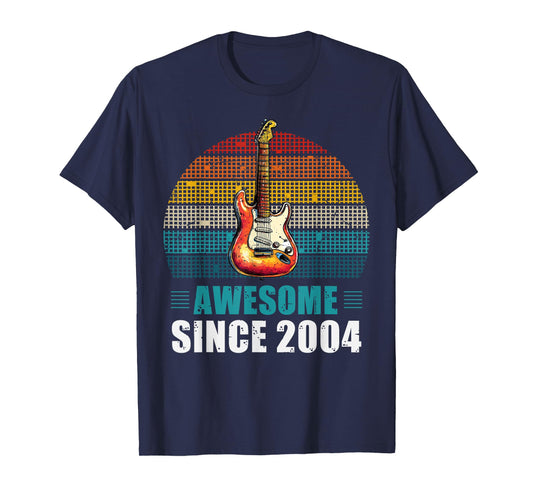 Awesome Since 2004 Retro Vintage 21st Birthday Guitar Lover T-Shirt