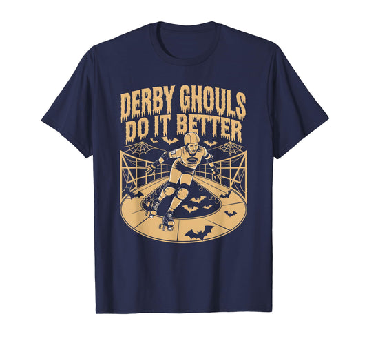 Spooky Roller Derby Enthusiasts Unisex-Adults Halloween Derby T-Shirt