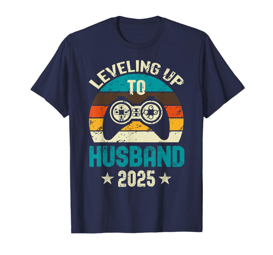Leveling Up To Husband 2025 Future Groom Bachelor Party T-Shirt