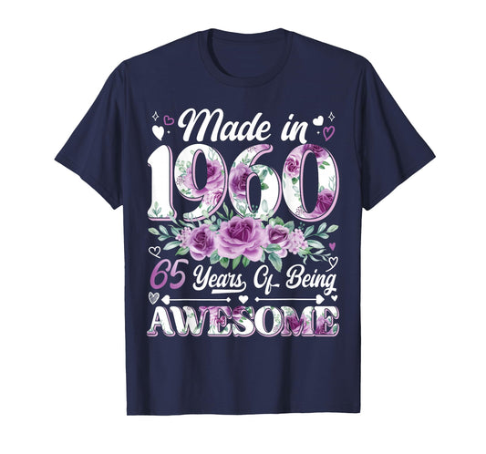 65 Year Old Made In 1960 Floral 65th Birthday Women T-Shirt