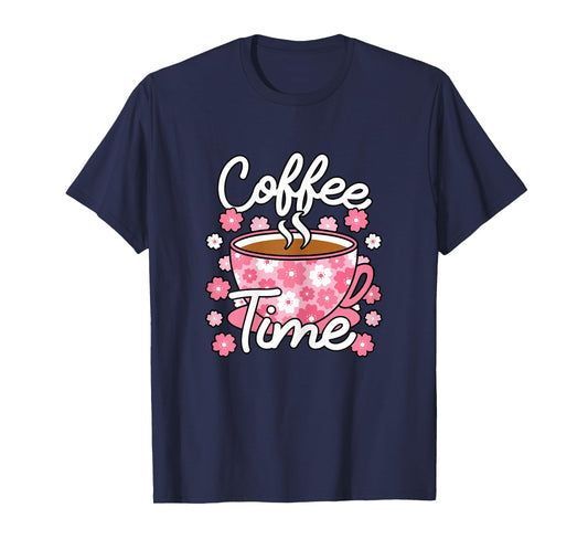 Cute Coffee Time Pink Coffee Lover Women T-Shirt