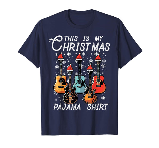 My Christmas Pajama Shirt Guitars Xmas Rock Men Boys Kids T-Shirt