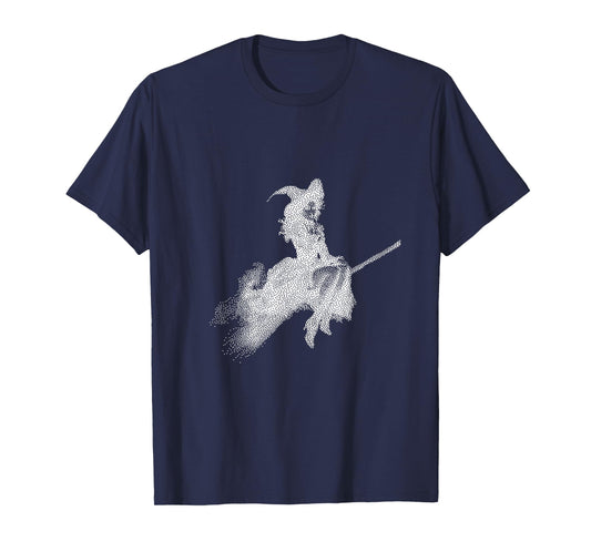 Enchanted Witch Flying Broom Halloween T-Shirt