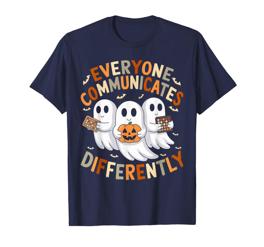 Everyone Communicates Differently Halloween Autism Teacher T-Shirt