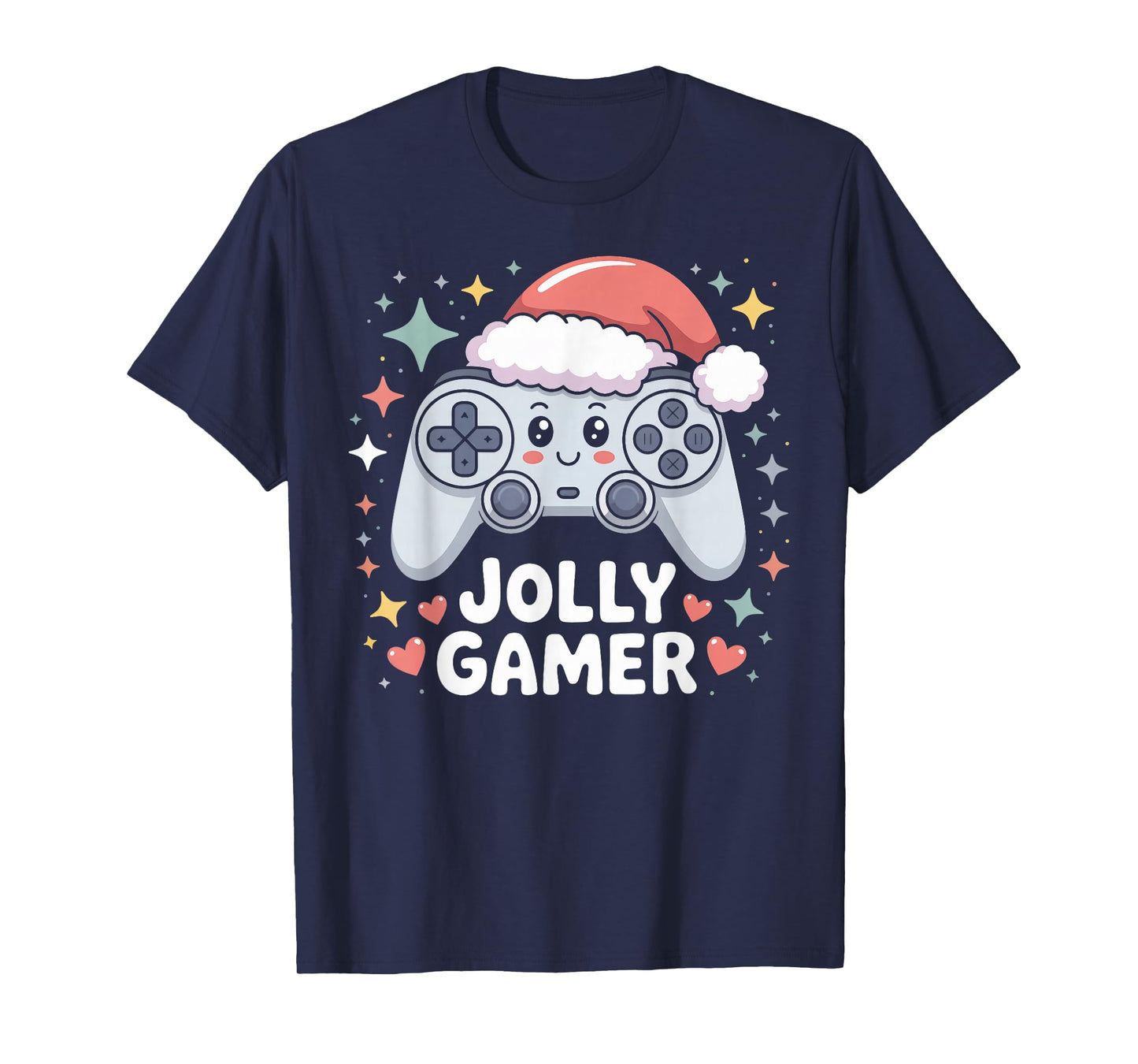 Jolly Gamer Controller with Santa Hat Christmas Video Game T-Shirt
