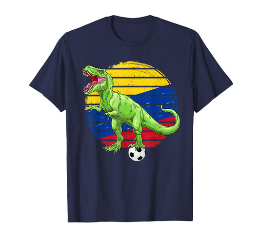 Soccer Dinosaur Trex Colombia Flag Boys Girls Toddler T-Shirt