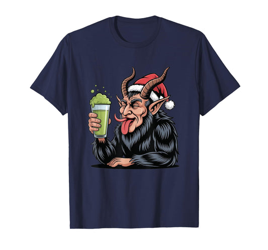 Evil Krampus Dark Santa Christmas Drinking Matcha Tea T-Shirt