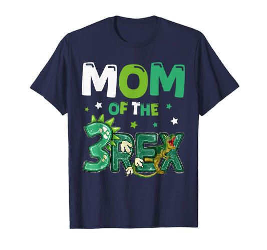 Mom of the Three Rex Birthday Dinosaur Family Matching T-Shirt
