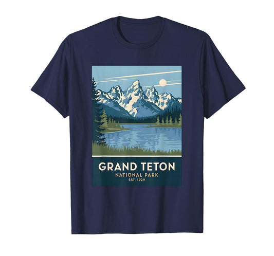 Grand Teton National Park Vintage Camping Hiking Men Women T-Shirt