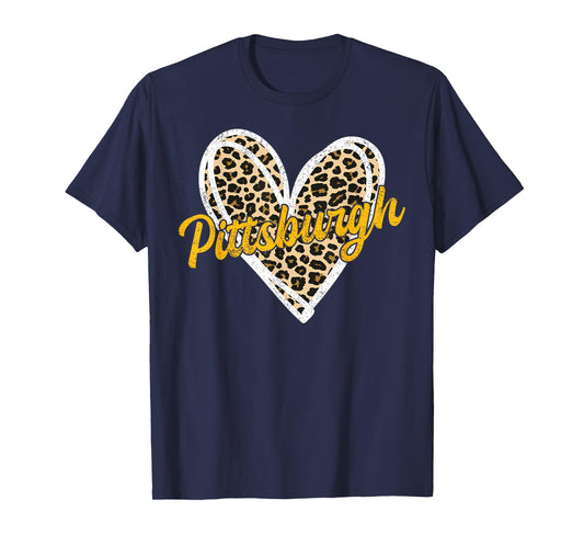 Pittsburgh Heart Leopard Woman Girl Women Kids T-Shirt