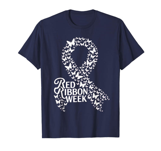 Red Ribbon Week 2025 HOPE LOVE SUPPORT Red Ribbon Week T-Shirt