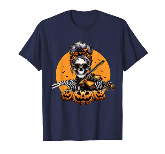 Skeleton Violin Player Halloween Costume Violinist Musician T-Shirt