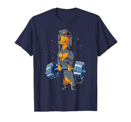 Dachshund Weightlifting Funny Bodybuilder Weight Lifter T-Shirt