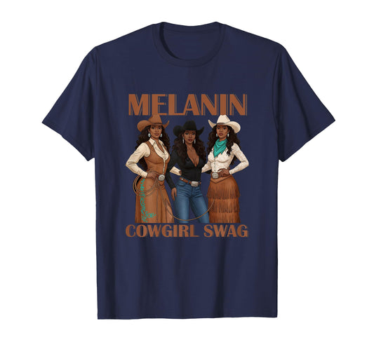 Let's Go Girls Retro Western Country Melanin Cowgirl Swag T-Shirt