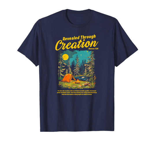 Through Creation Romans 1:20 Bible Verse Christian Camping T-Shirt