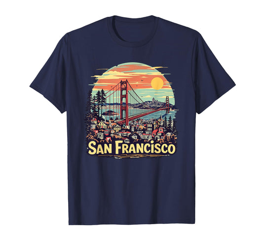 San Francisco Golden Gate Bridge Retro Souvenir Vintage T-Shirt