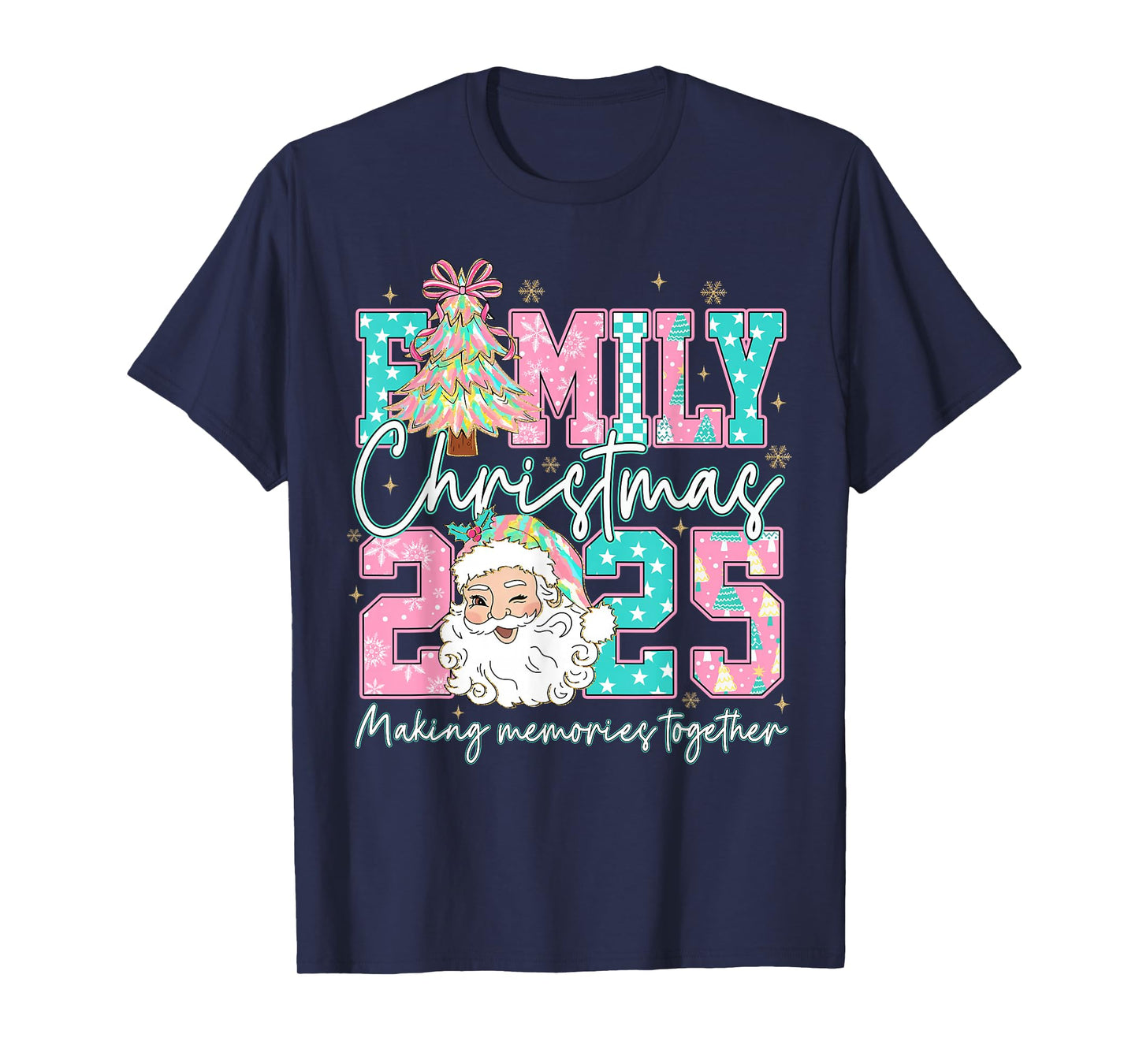 Family Christmas 2025 Santa Holiday Xmas Tree Coquette Bow T-Shirt