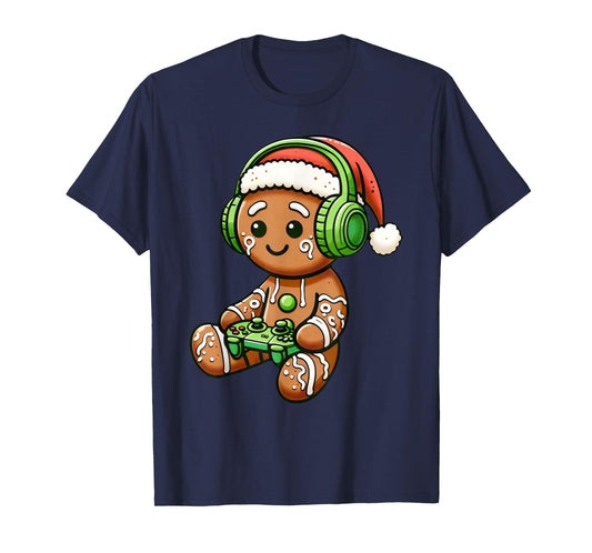 Christmas Gamer Gingerbread Santa Hat Xmas Gaming Men Boys T-Shirt